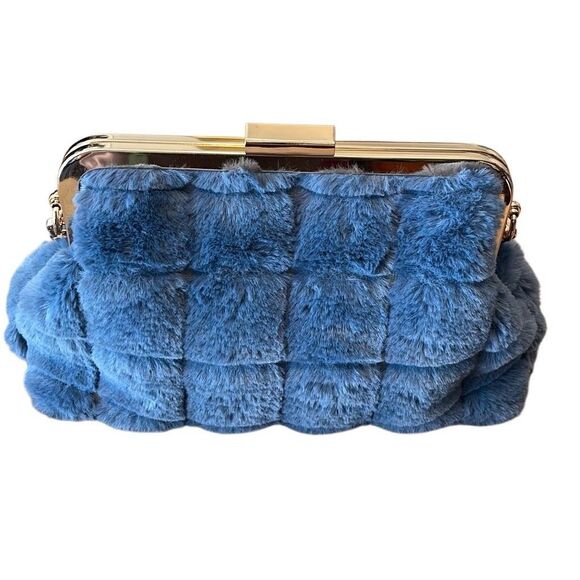 Urban Expressions Womens Faux Fur Chain Evening Clutch Crossbody Small OS NWOT - Picture 2 of 7